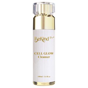 BeKind Pro Cell Glow Cleanser 100ml white and gold bottle with clear faceted cap