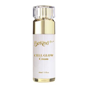 BeKind Pro Cell Glow Cream 30ml white and gold bottle with clear faceted cap